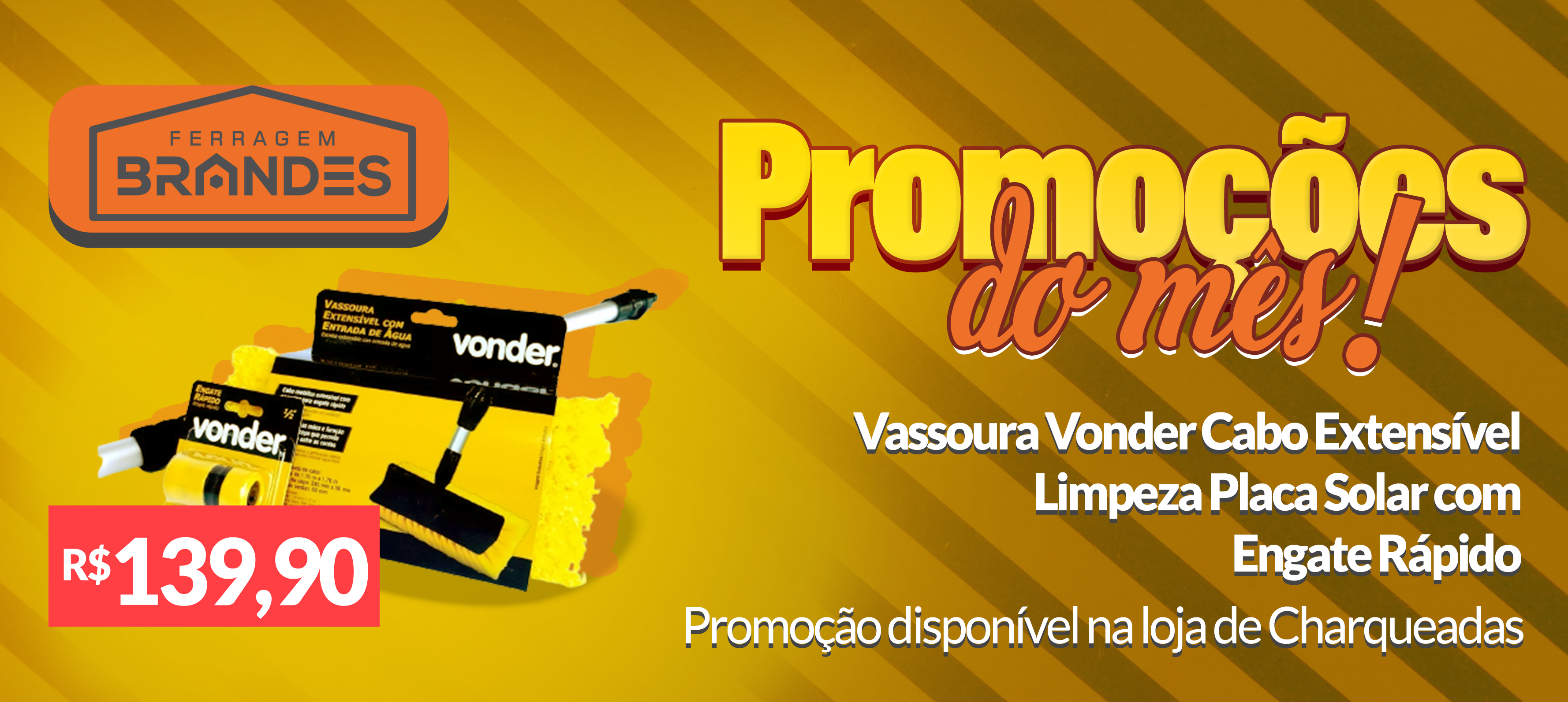 Vassoura Vonder Cabo Extensível Limpeza Placa Solar com Engate Rápido